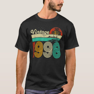 Camiseta 25 Birthday Vintage 1998 Homens de 25 Anos Mulhere