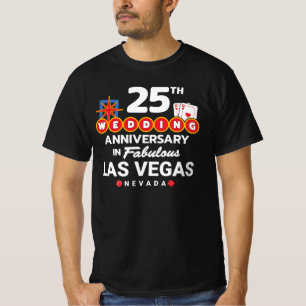 Camiseta 25 Casamento Casais de Aniversário de Las Vegas Tr