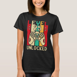 Camiseta 25 Gamer Boy Dizendo Vintage Nível 25 Ga Desbloque
