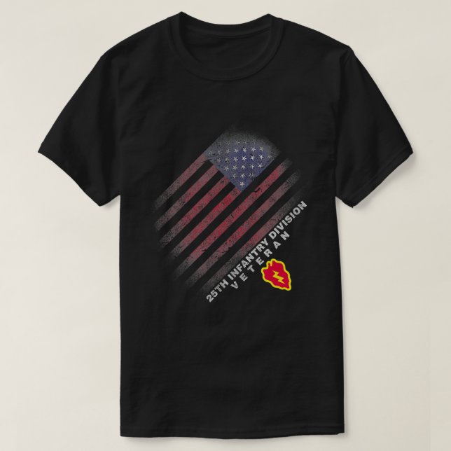 Camiseta 25 Infantaria Division Veteran USA Flag Veterans D (Frente do Design)