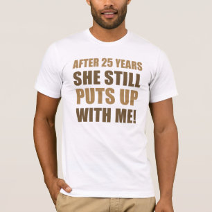 Camiseta 25o Humor do aniversário para homens