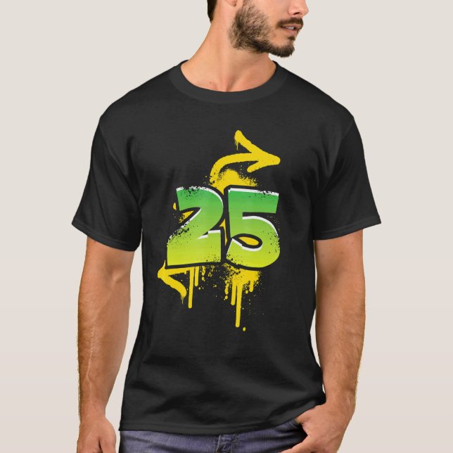 Camiseta 25th Birthday Present Men Women Cool Spray Hiphop (Frente)