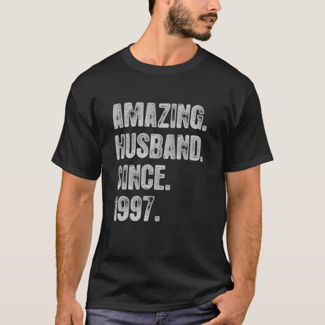 Camiseta 25th Wedding Aniversary For Him Amazing Husband Si (Frente)