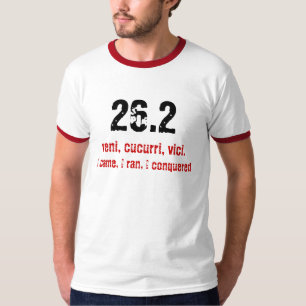 Camiseta 26,2, veni, cucurri, vici., eu vim, mim funcionei,
