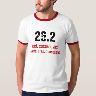 Camiseta 26,2, veni, cucurri, vici., eu vim, mim funcionei,