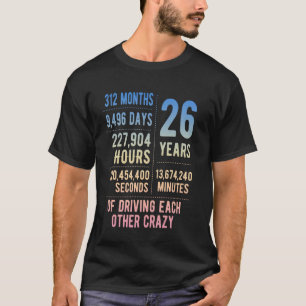 Camiseta 26 Anos de Casados Engraçado Aniversário de 26 Ano