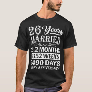 Camiseta 26 anos de casamento Feliz 26.º aniversário de cas