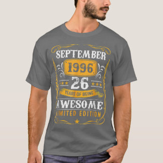 Camiseta 26 anos Presentes Vintage setembro de 1996 26th Bi