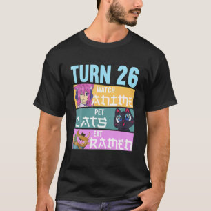Camiseta 26O Aniversário Do Anime Pijama I Pet Cats