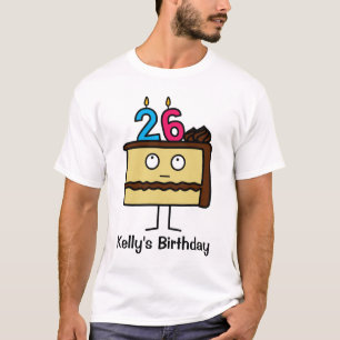 Camiseta 26o Bolo de aniversário com velas