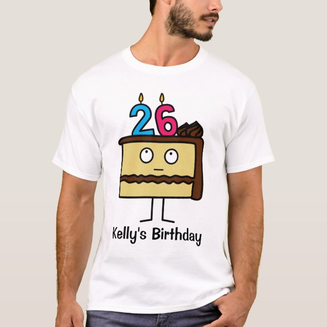 Camiseta 26o Bolo de aniversário com velas (Frente)