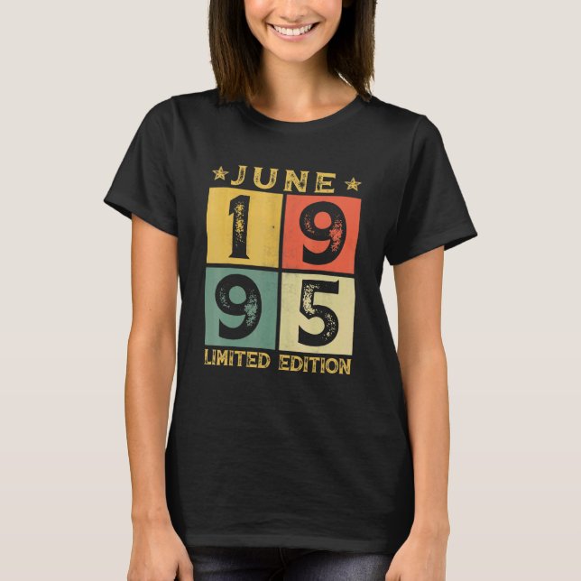 Camiseta 27º Aniversário Decorações junho de 1995 27 anos (Frente)