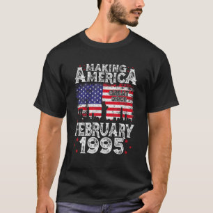 Camiseta 27º Aniversário Presente Fevereiro De 1995 Bandeir