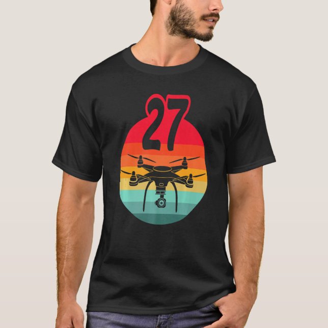 Camiseta 27.º Aniversário I - Drones com controle remoto re (Frente)