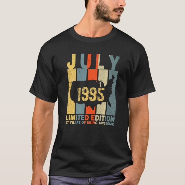 Camiseta 27.º Aniversário Julho De 1995 27 Anos De Esforço (Frente)