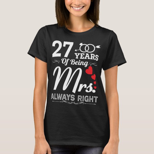 Camiseta 27 Anos De Ser A Sra. Esposa 27.ª Casada Anniversa (Frente)