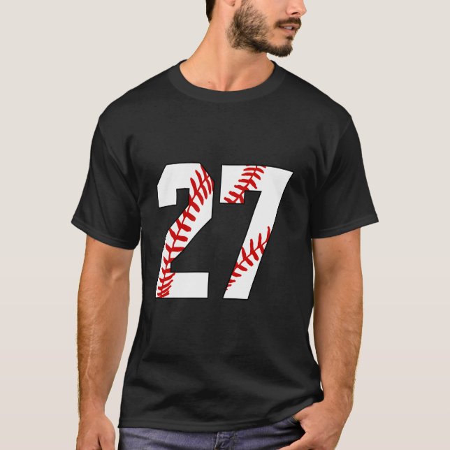 Camiseta 27 Baseball Laces Baseball Mom Jersey Number 27 (Frente)