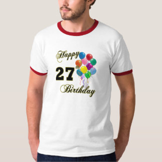 Camiseta 27o t-shirt feliz do balão do aniversário