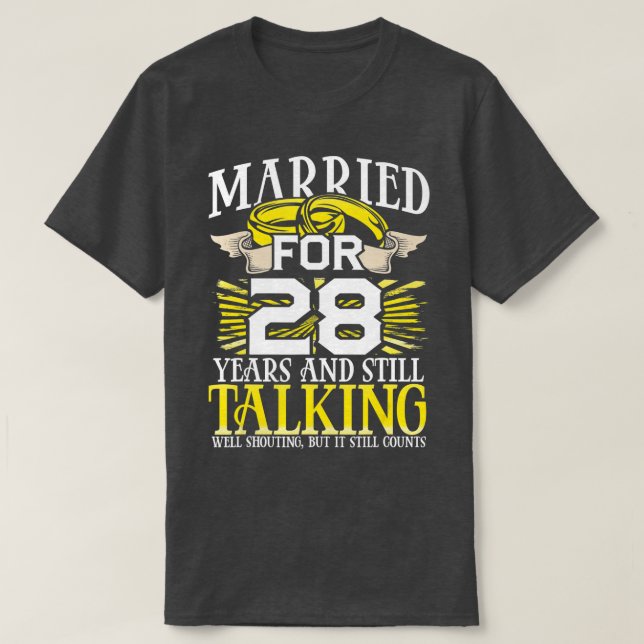Camiseta 28º aniversário de casamento Presentes para Esposa (Frente do Design)