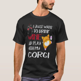 Camiseta 28 Eu Só Quero Beber Vinho Corgi