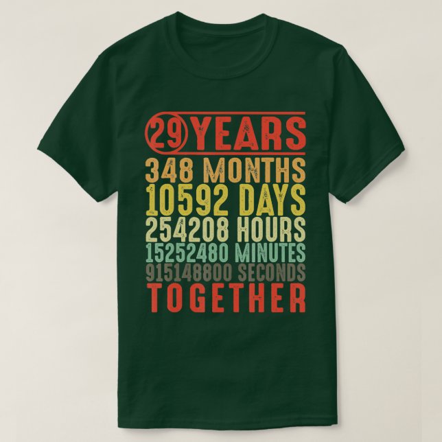 Camiseta 29 Anos 29 Aniversário de Casamento Oferece-Lhe Pr (Frente do Design)