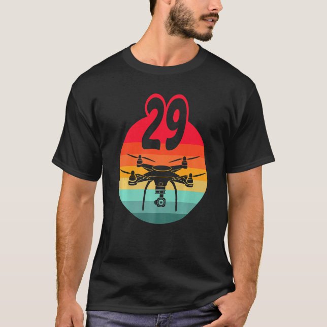 Camiseta 29th Birthday I Retro Remote Control Drones With C (Frente)