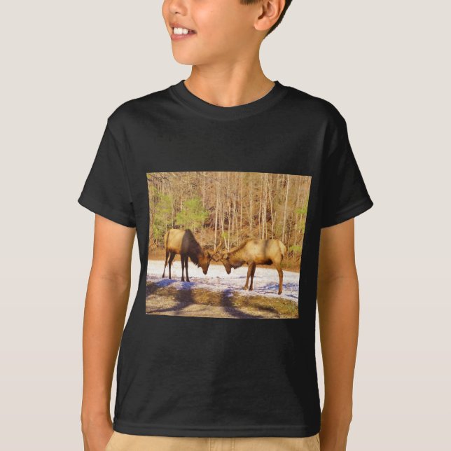 Camiseta 2~ 2 Bull Elk na neve (Frente)