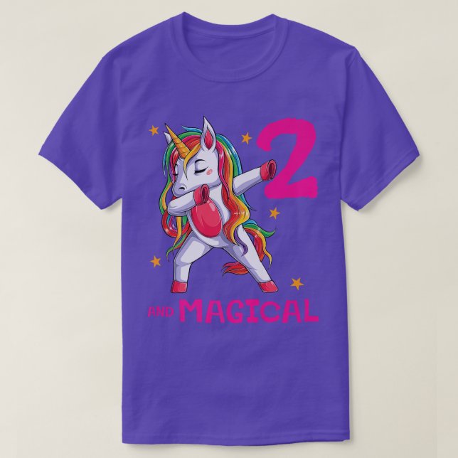 Camiseta 2 And Magical Girls 2nd Birthday Unicorn 2 Year Ol (Frente do Design)