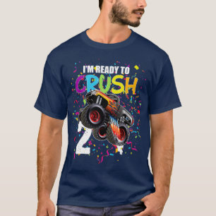 Camiseta 2 anos de caminhonete monstro segundo aniversário