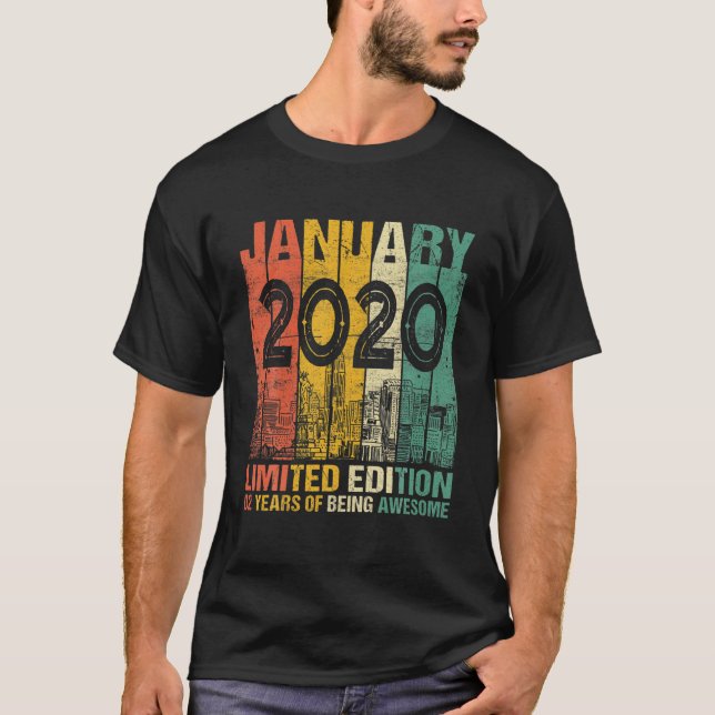 Camiseta 2 anos de idade Janeiro de 2020 Edição limitada, S (Frente)