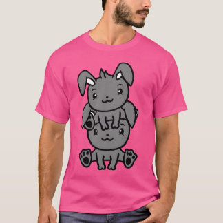 Camiseta 2 Coelhos Casal Da Tripulação Amiga Sentado Em Cad