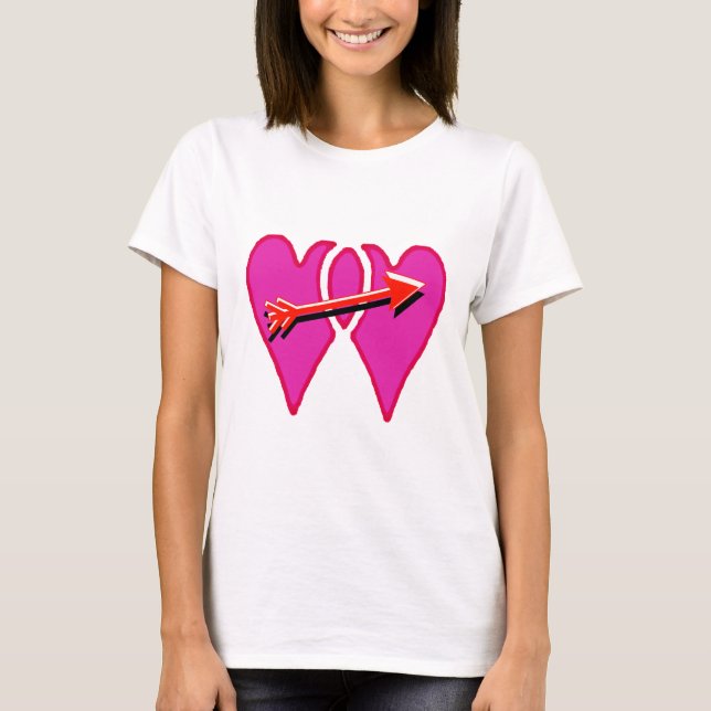 Camiseta 2 Corações Juntos no Amor - Modelo de seta (Frente)