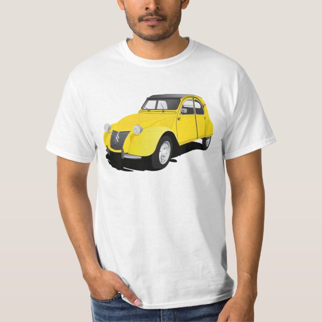 Camiseta 2 CV (deux chevaux) amarelo (Frente)