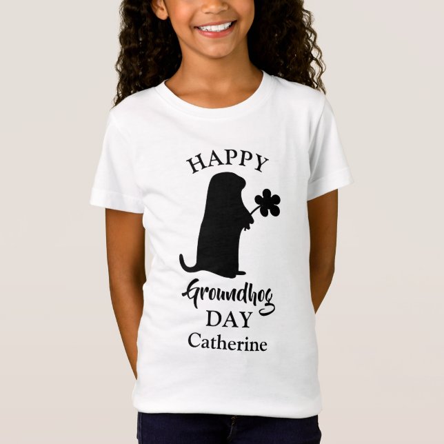 Camiseta 2 de fevereiro | Nome Personalizado Feliz do Dia d (Frente)