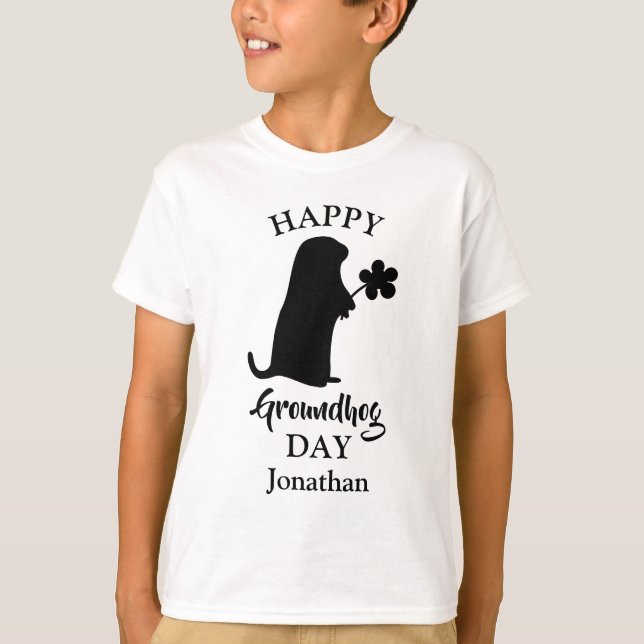 Camiseta 2 de fevereiro | Nome Personalizado Feliz do Dia d (Frente)