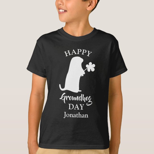 Camiseta 2 de fevereiro | Nome Personalizado Feliz do Dia d (Frente)