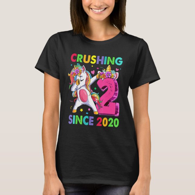 Camiseta 2 Esmagando Desde 2020 Dabbing Unicorn segundo Bir (Frente)