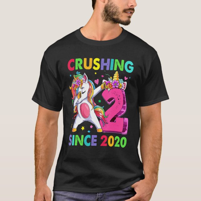 Camiseta 2 Esmagando Desde 2020 Dabbing Unicorn segundo Bir (Frente)