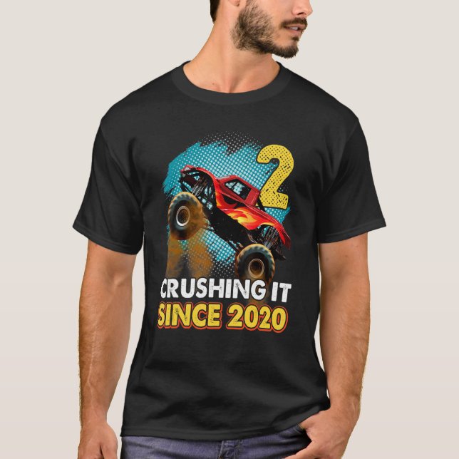 Camiseta 2 Esmagando Desde 2020 Monster Truck 2. º Aniversá (Frente)