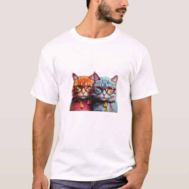 Camiseta 2 gatos giros T-Shirt (Frente)
