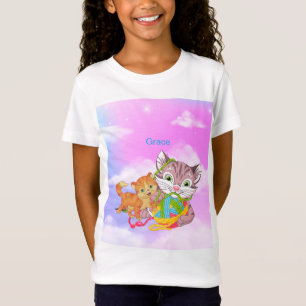 Camiseta 2 gatos sendo brincalhões com uma bola de T-Shirt