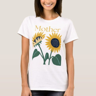Camiseta 2 Girassóis grandes com "Mãe"