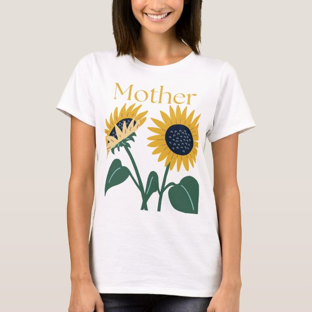 Camiseta 2 Girassóis grandes com "Mãe" (Frente)