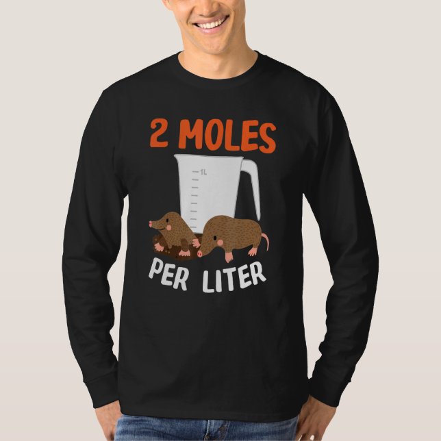 Camiseta 2 Moles por litro de Design de Química de Ciência  (Frente)