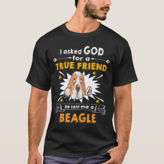 Camiseta 2 Perguntou a Deus - Amigo Verdadeiro - Um Beagle