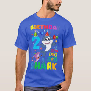 Camiseta 2 Years Birthday Kids Cute Shark Birthday Matching