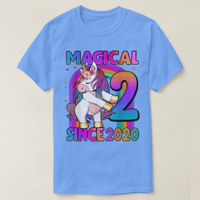Camiseta 2 Years Old Unicorn Flossing 2nd Birthday Girl Uni (Frente do Design)