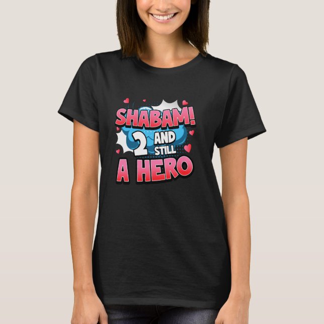 Camiseta 2nd Birthday Superhero Girls Shabam! Hero Comic Bo (Frente)