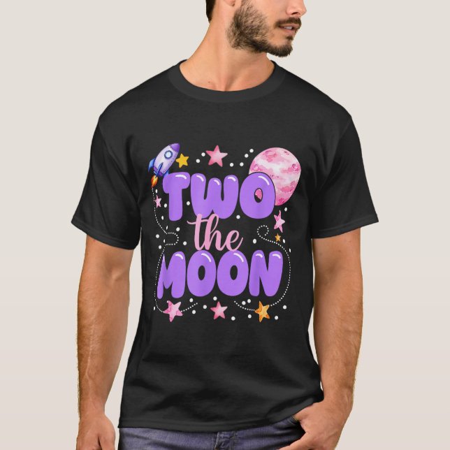 Camiseta 2nd Birthday Two The Moon Birthday Girl 2 Year Old (Frente)