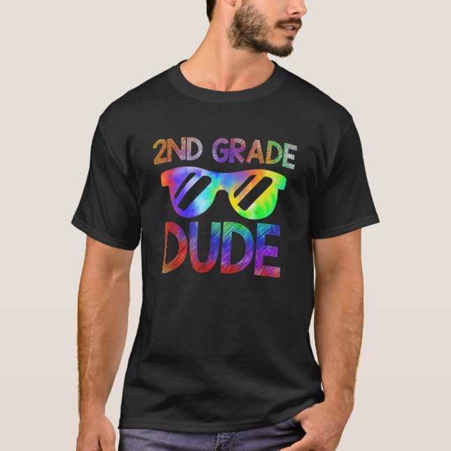 Camiseta 2nd Grade Dude Back to School Tie Dye Boy Girl Sun (Frente)